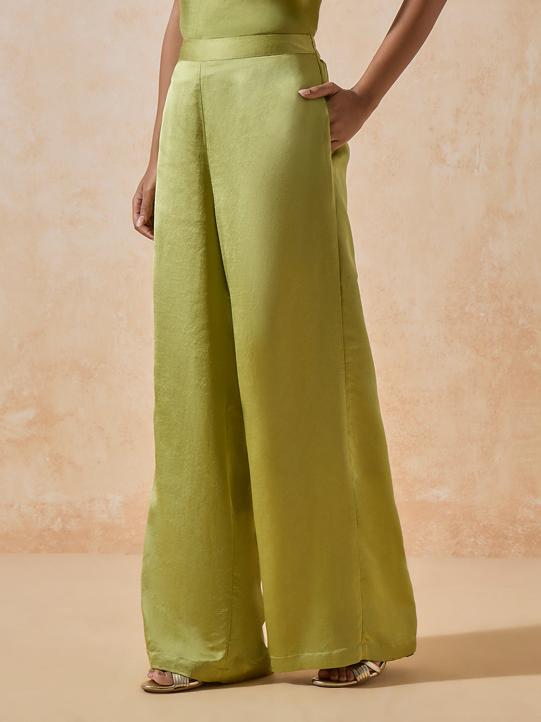 Wide-Leg Palazzos - Green