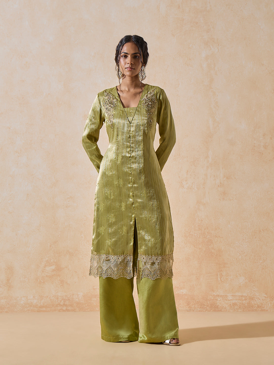 Wide-Leg Palazzos - Green