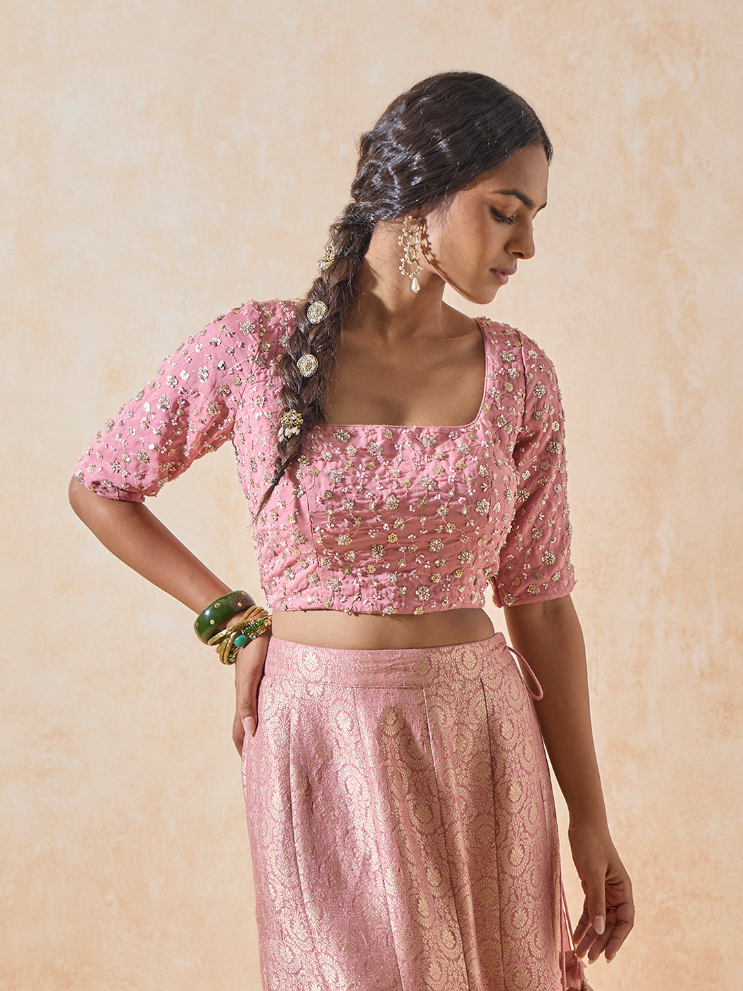 Floral Embroidered Blouse - Pink
