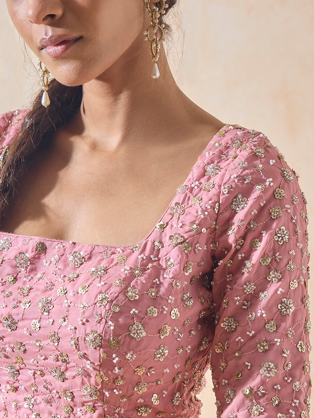 Floral Embroidered Blouse - Pink