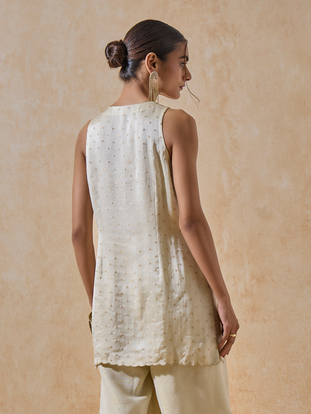 Floral Embroidered Kurti - Ivory