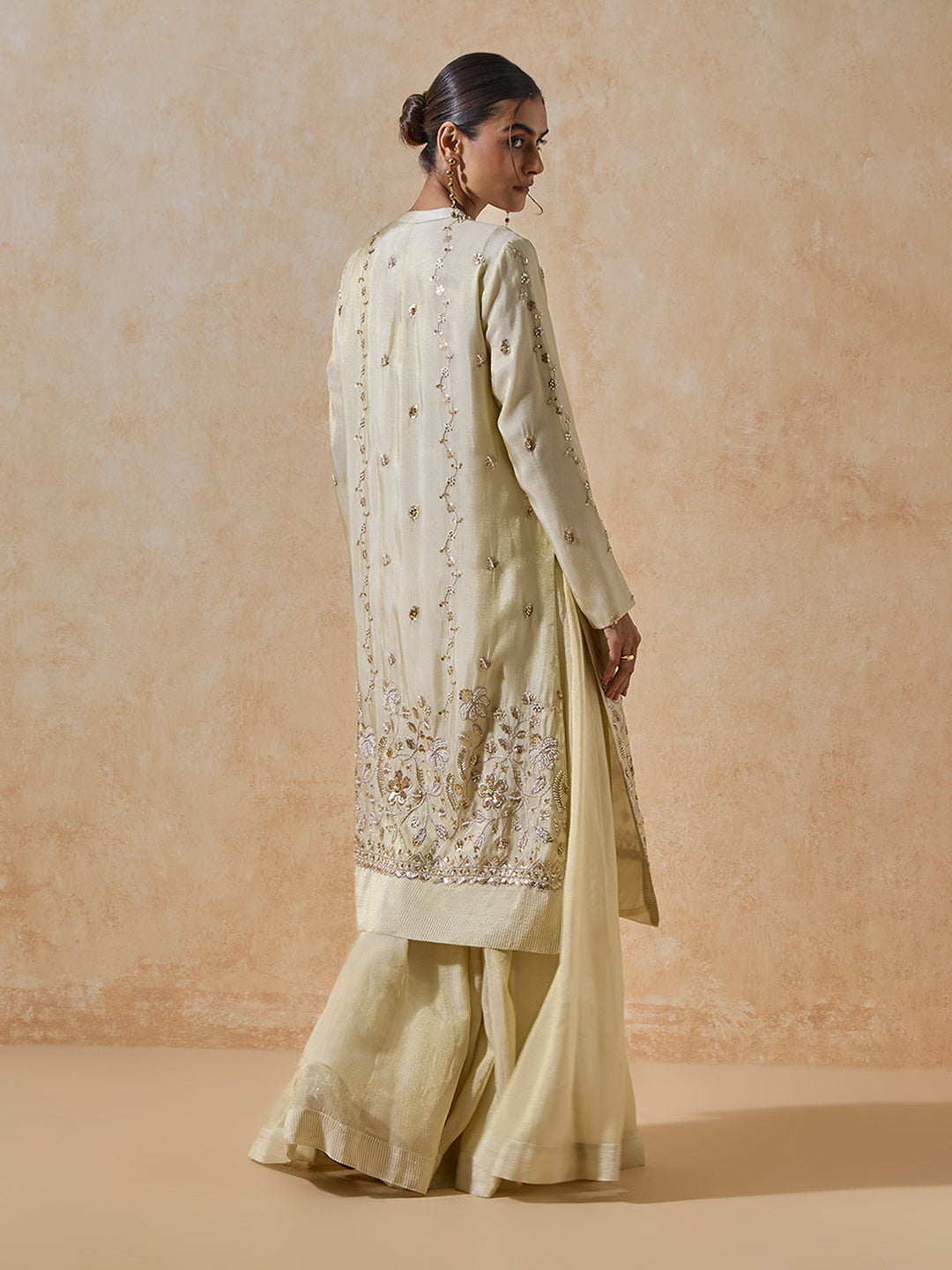 Embellished Kurta With Inner - Gold