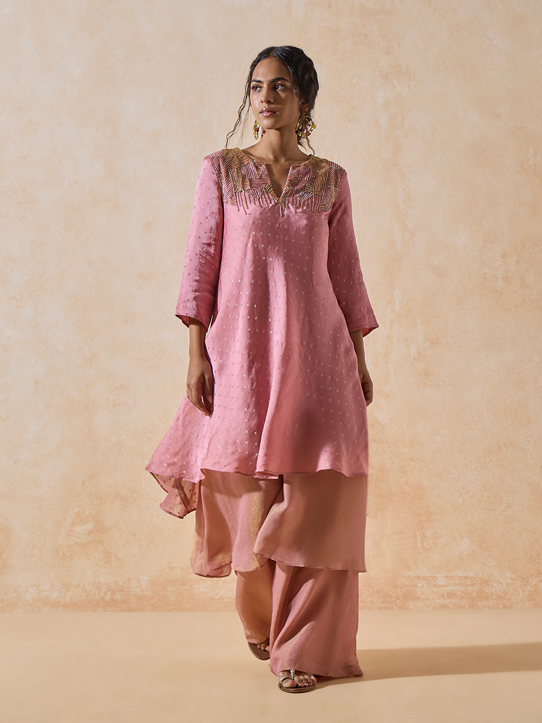 Embroidered Kurta - Pink