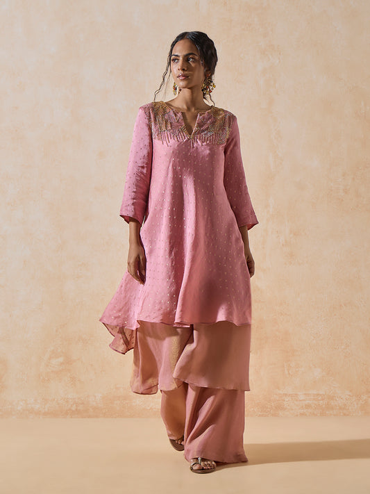 Embroidered Kurta - Pink
