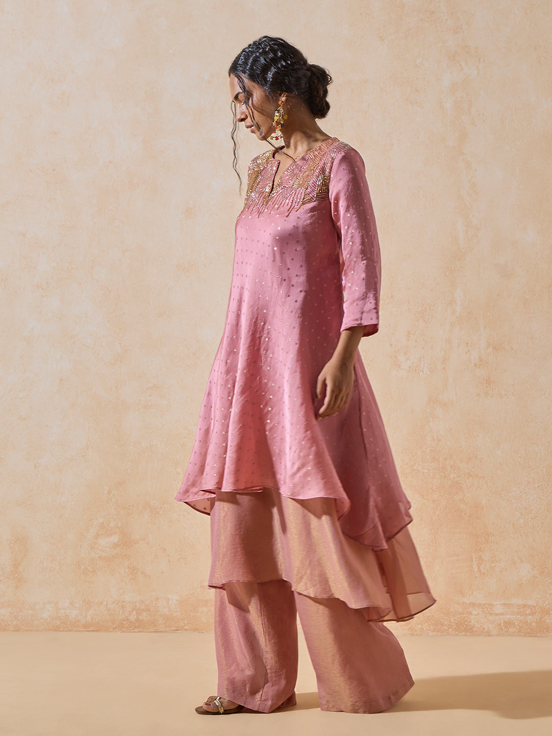Embroidered Kurta - Pink