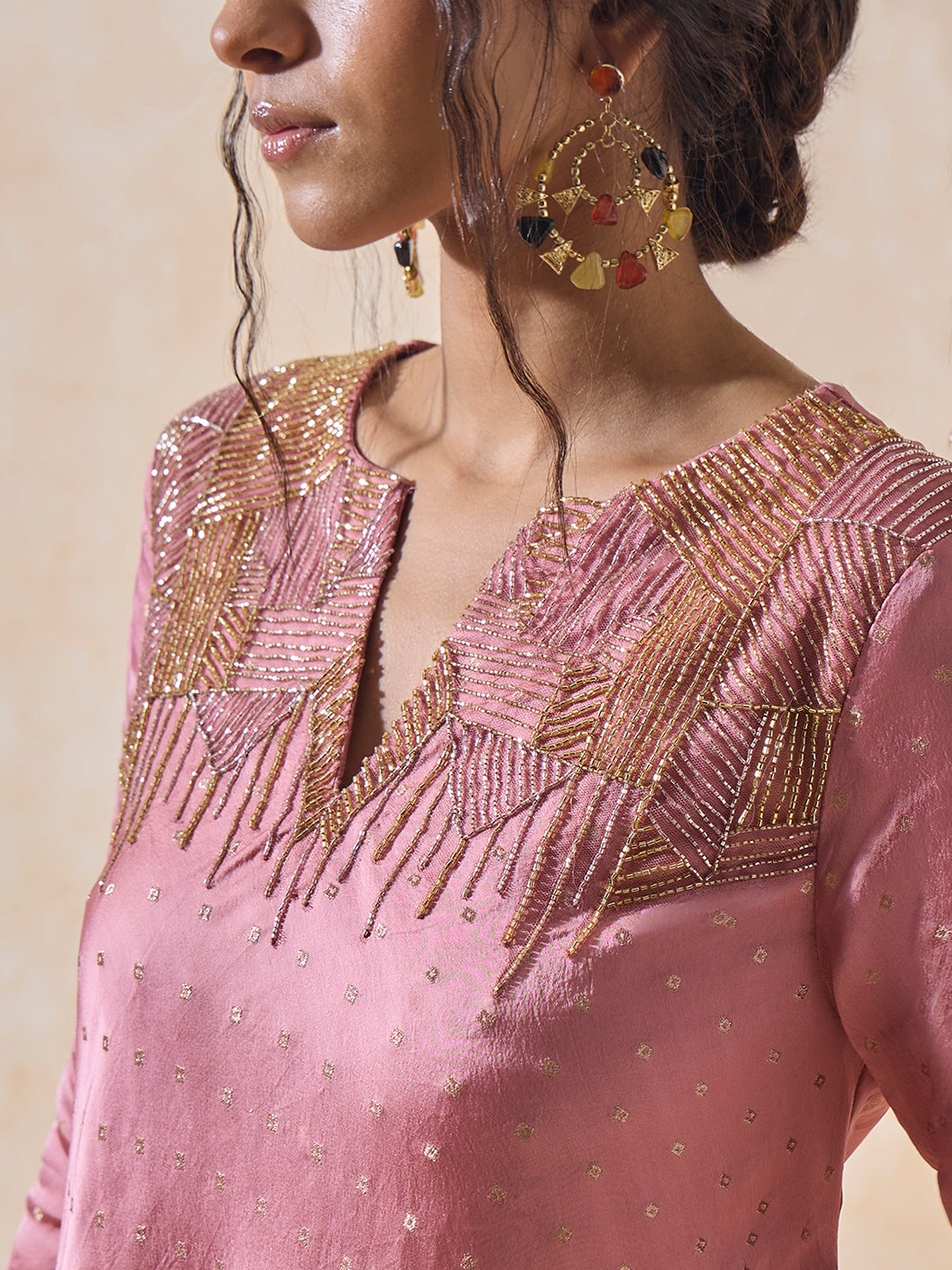 Embroidered Kurta - Pink