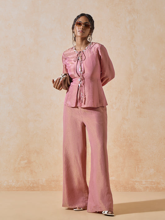 Top with Tie-Up Front - Pink