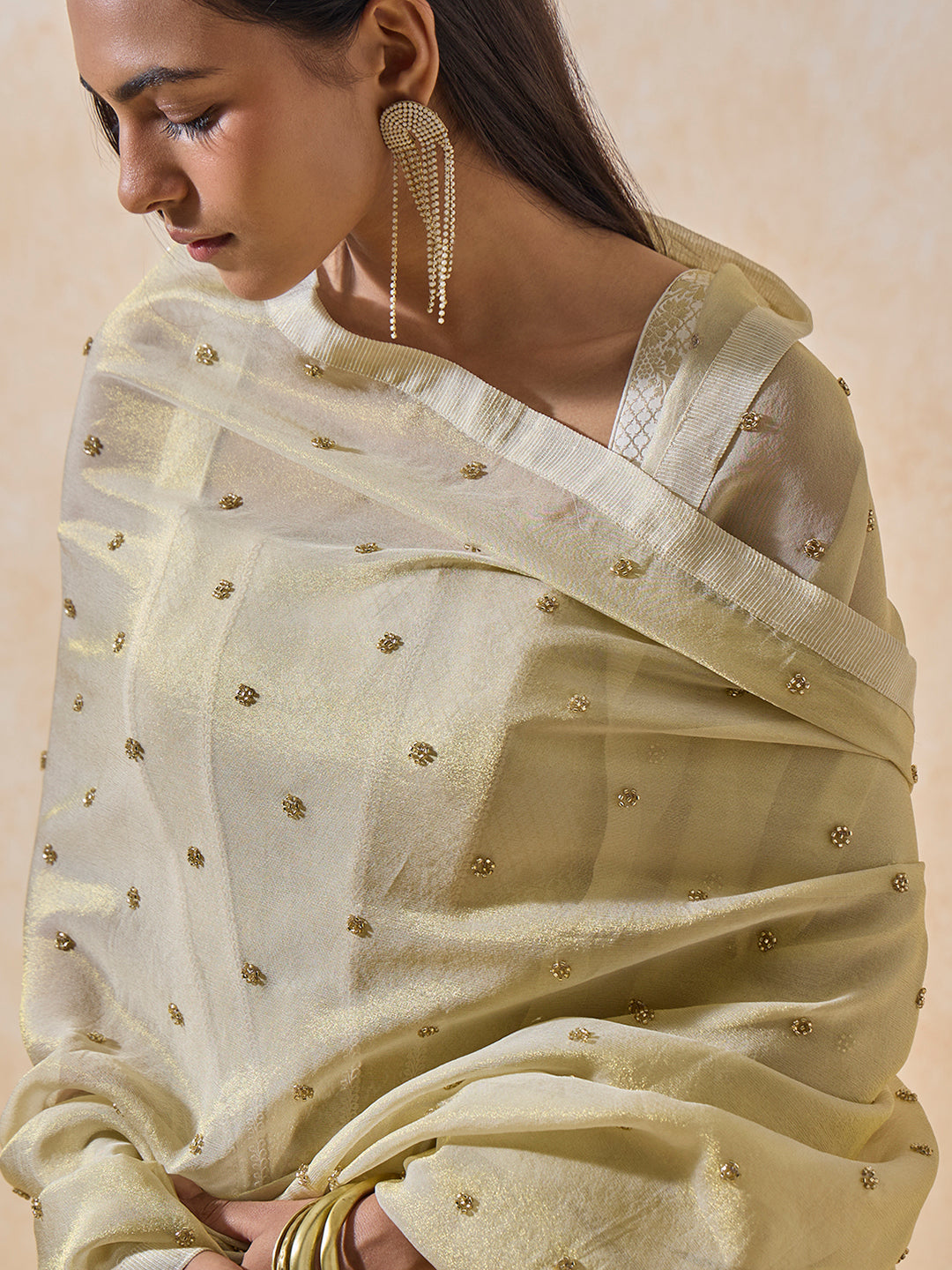Embellished Dupatta - Gold