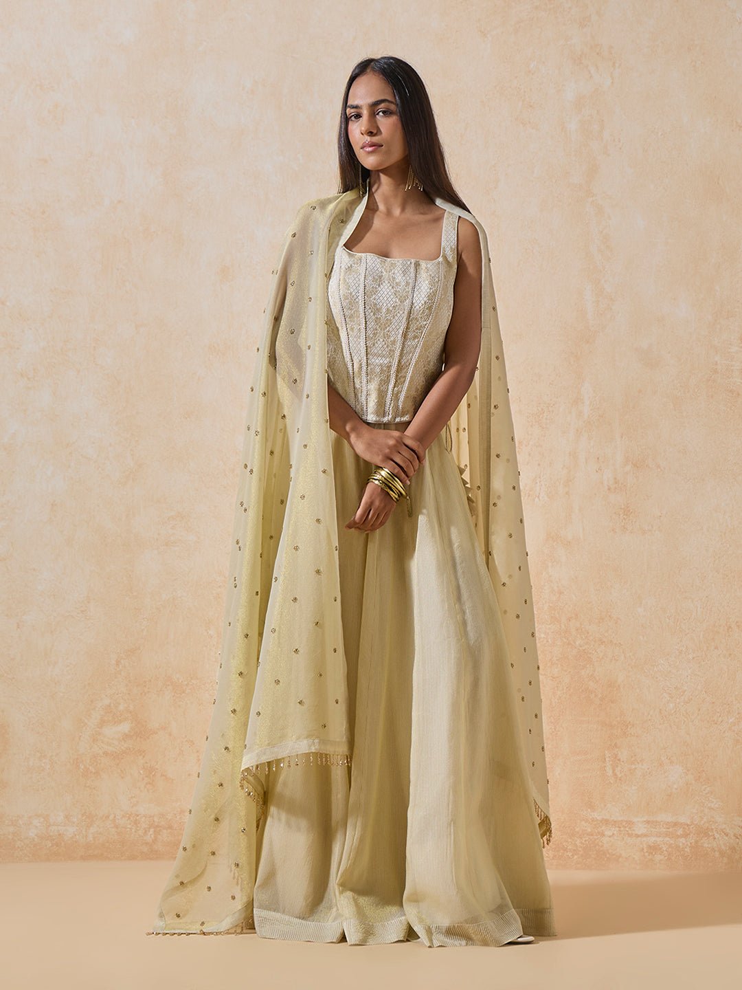 Embellished Dupatta - Gold