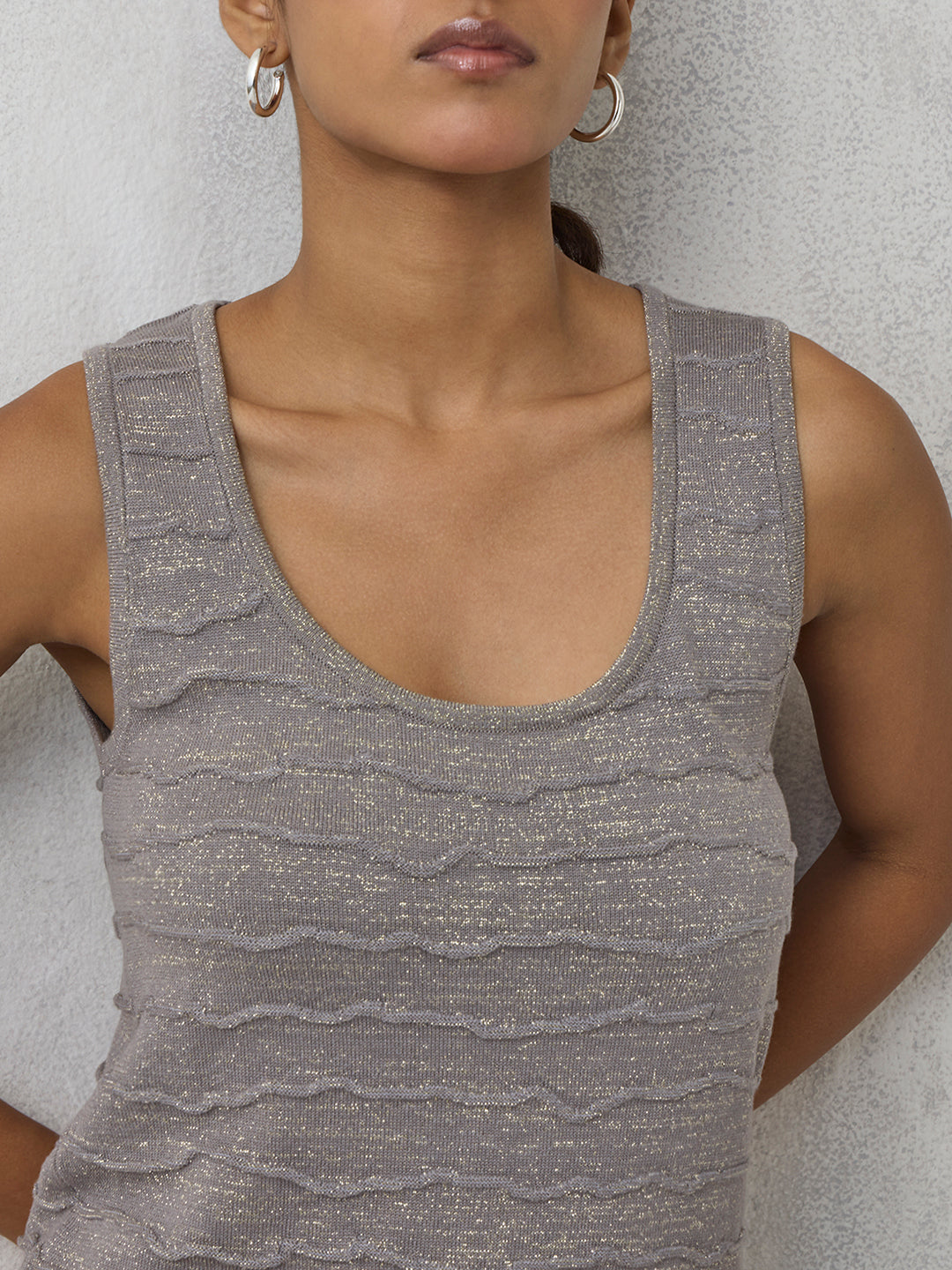Self Patterned Tank Top - Grey