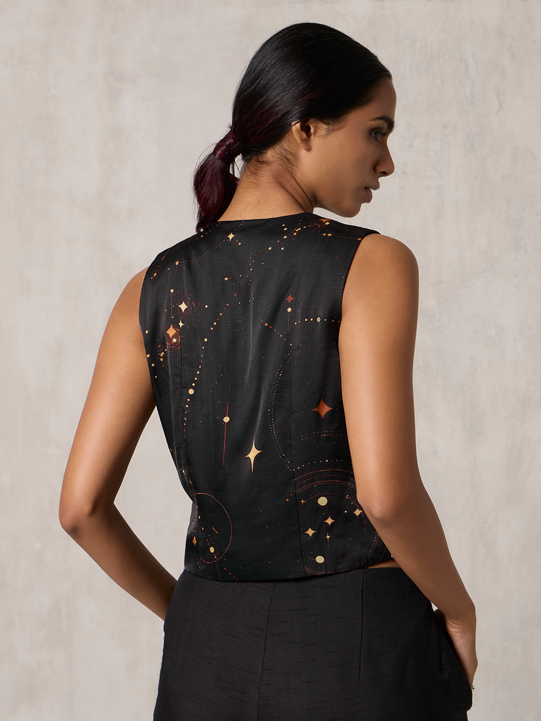 Printed Waist Coat - Black