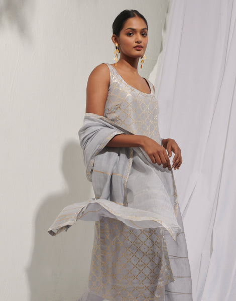 Jacquard Kurta Set with Dupatta