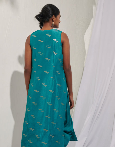 Blouse and Dhoti-Style Pants with Jacquard Jacket