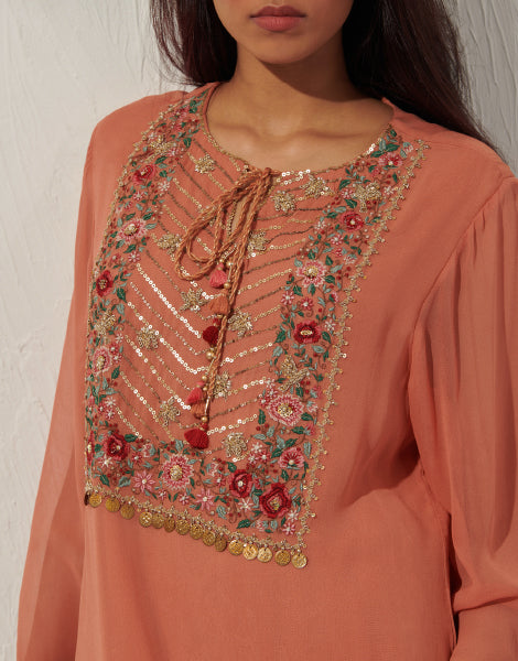 Embroidered Kurta and Tulip Pants