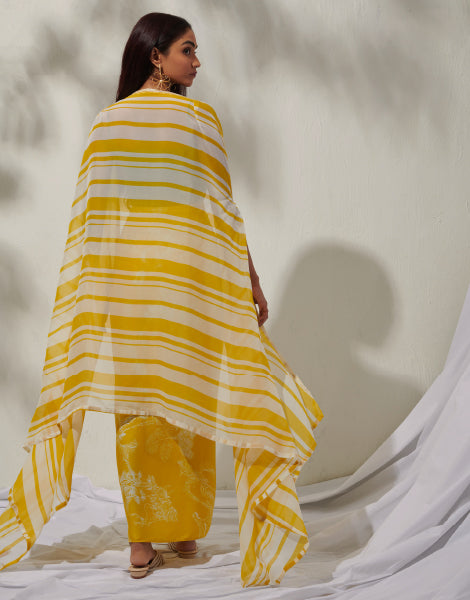 Sequinned Blouse and Draped Skirt with Cape