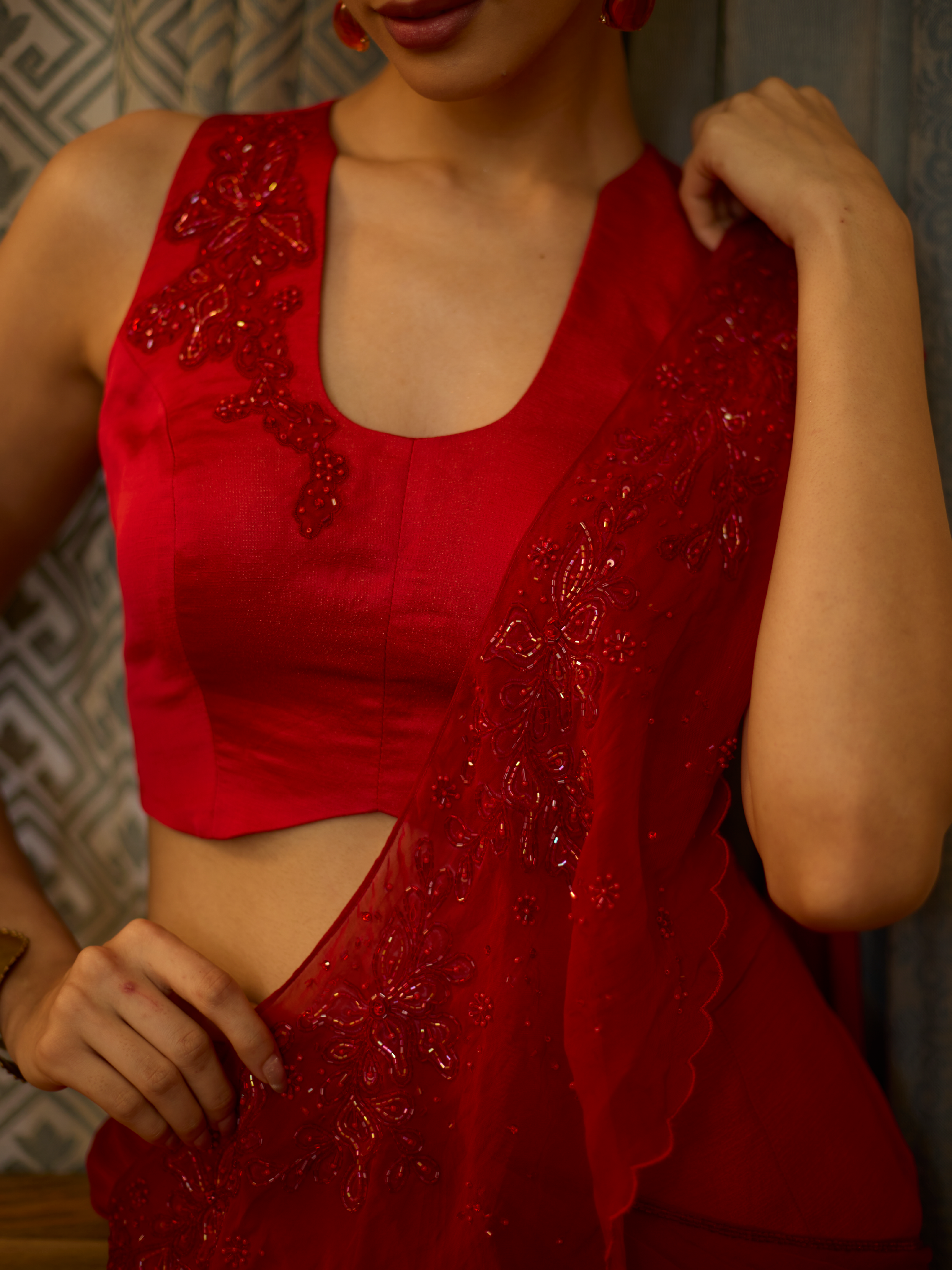 Embroidered Blouse - Red